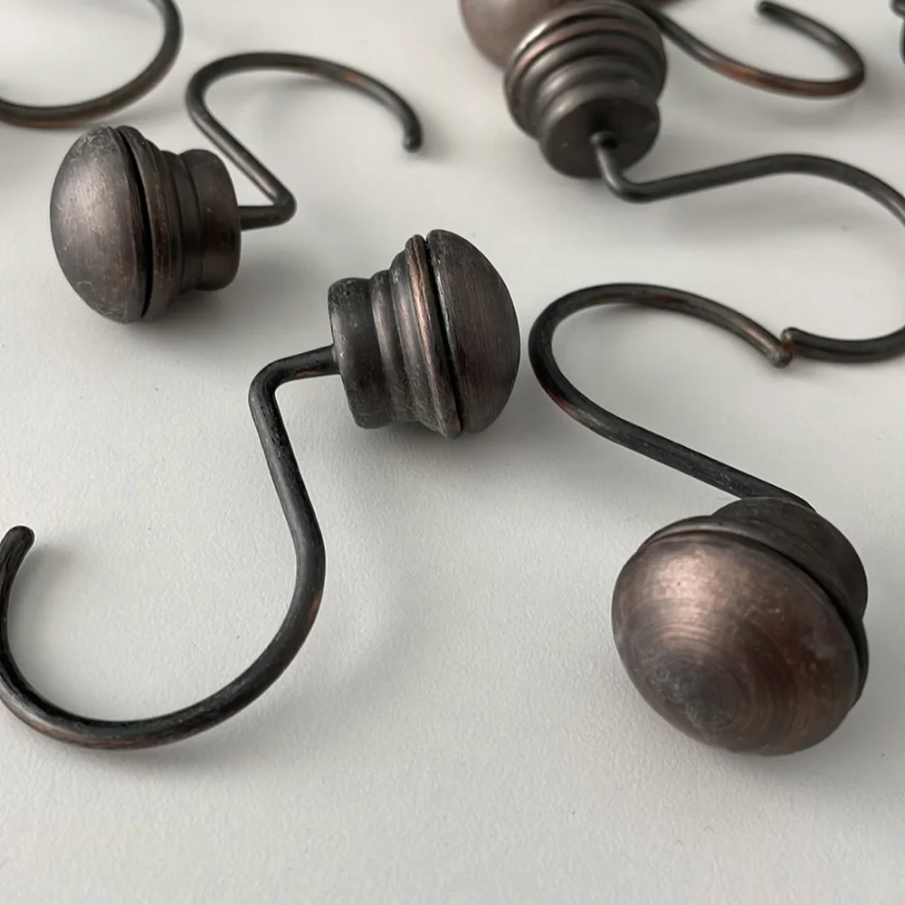 [ InterDesign Aged Bronze Axis Shower Curtain Hooks ] Qty 11